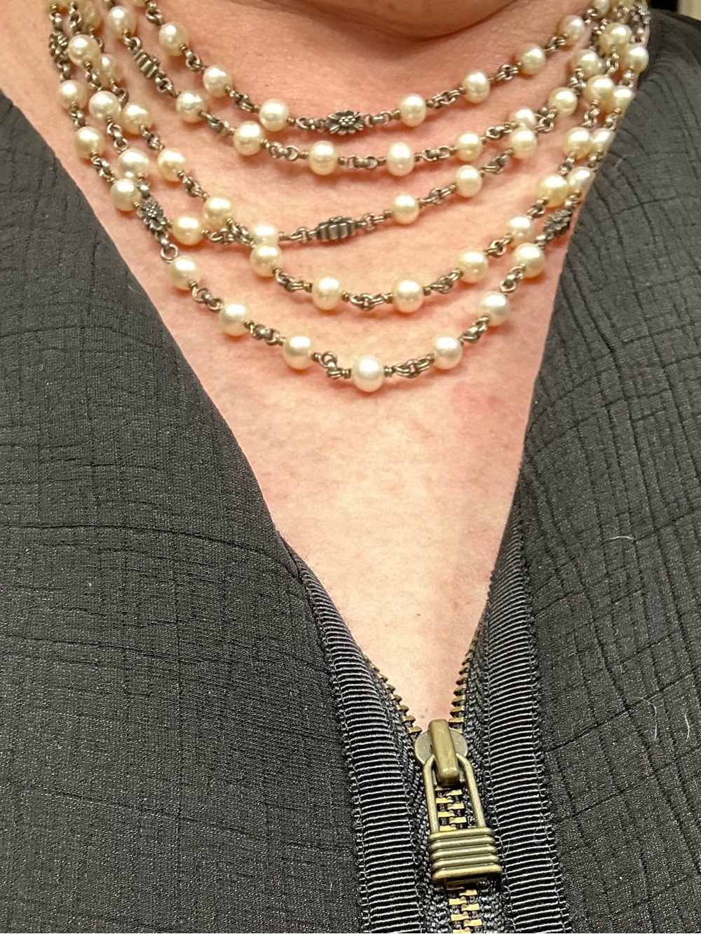 Silpada (retired) Multi-Strand silver and pearl Chain Necklace- 16”
